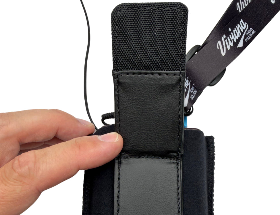 VIVIANA IEM/IFB pouch with magnetic clip and shoulder strap, black