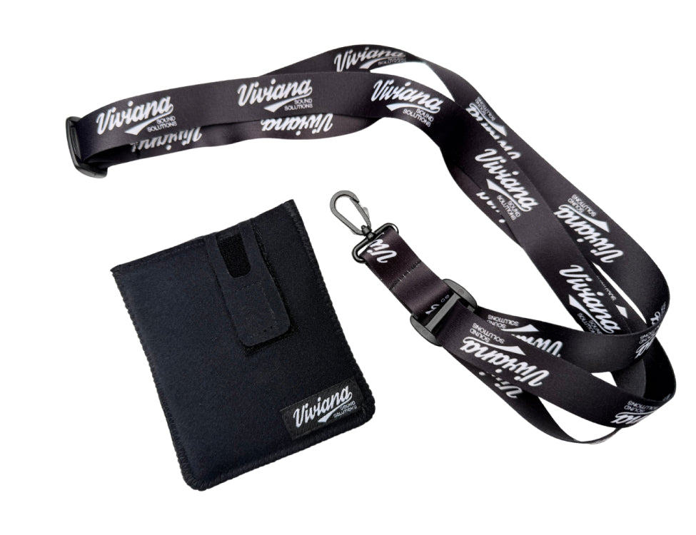 VIVIANA IEM/IFB pouch with magnetic clip and shoulder strap, black