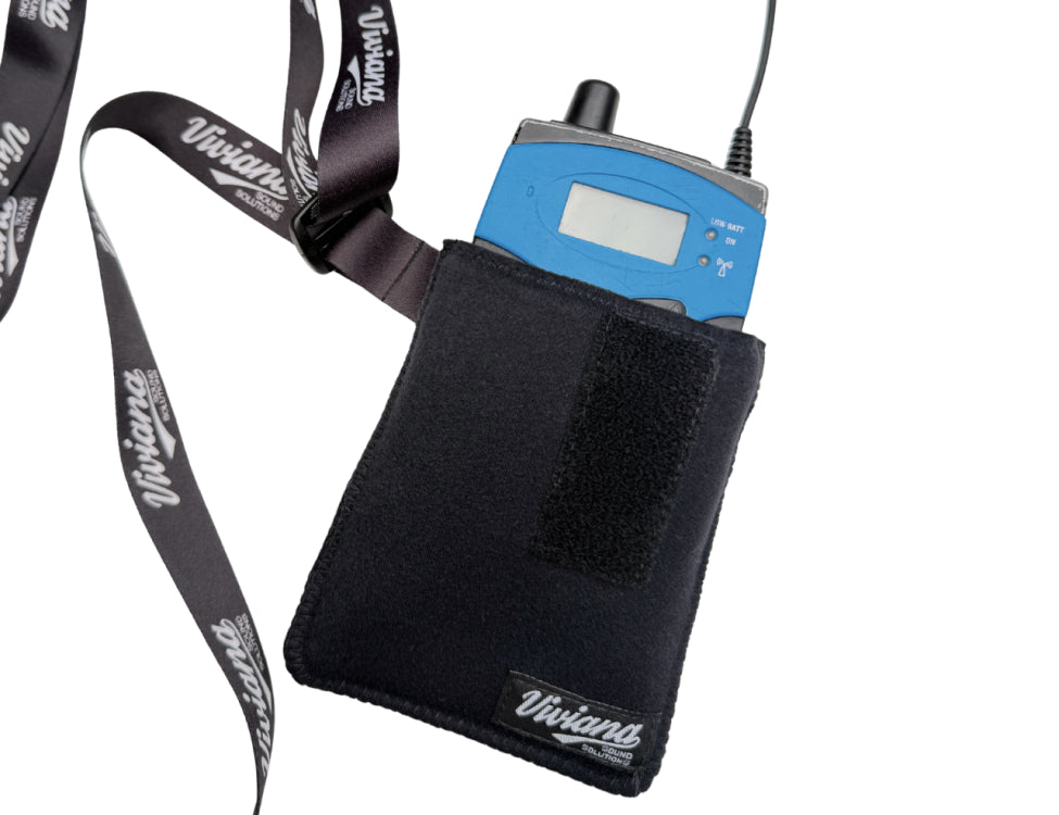 VIVIANA IEM/IFB pouch with magnetic clip and shoulder strap, black