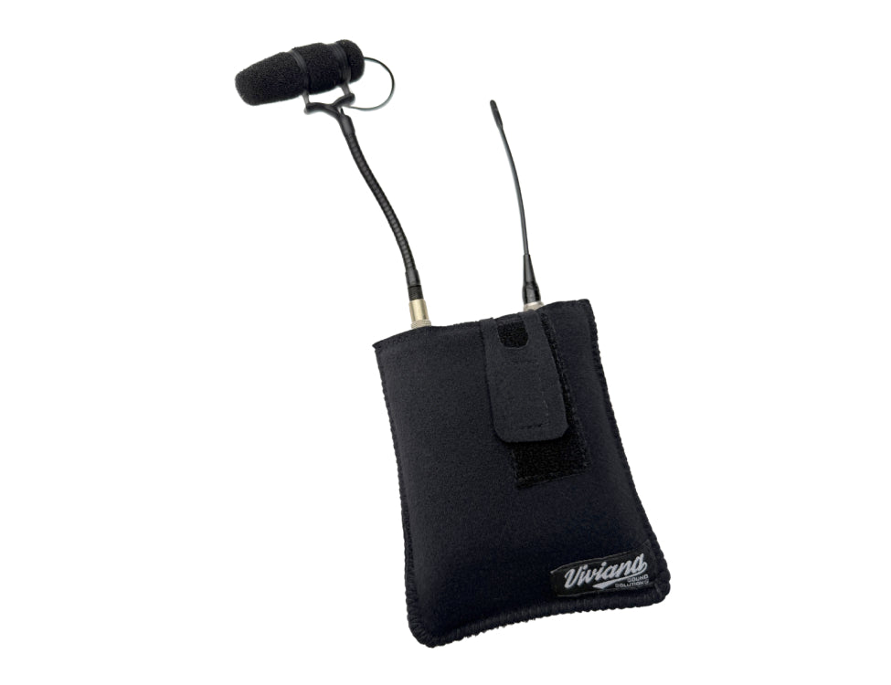 VIVIANA IEM/IFB pouch with magnetic clip and shoulder strap, black