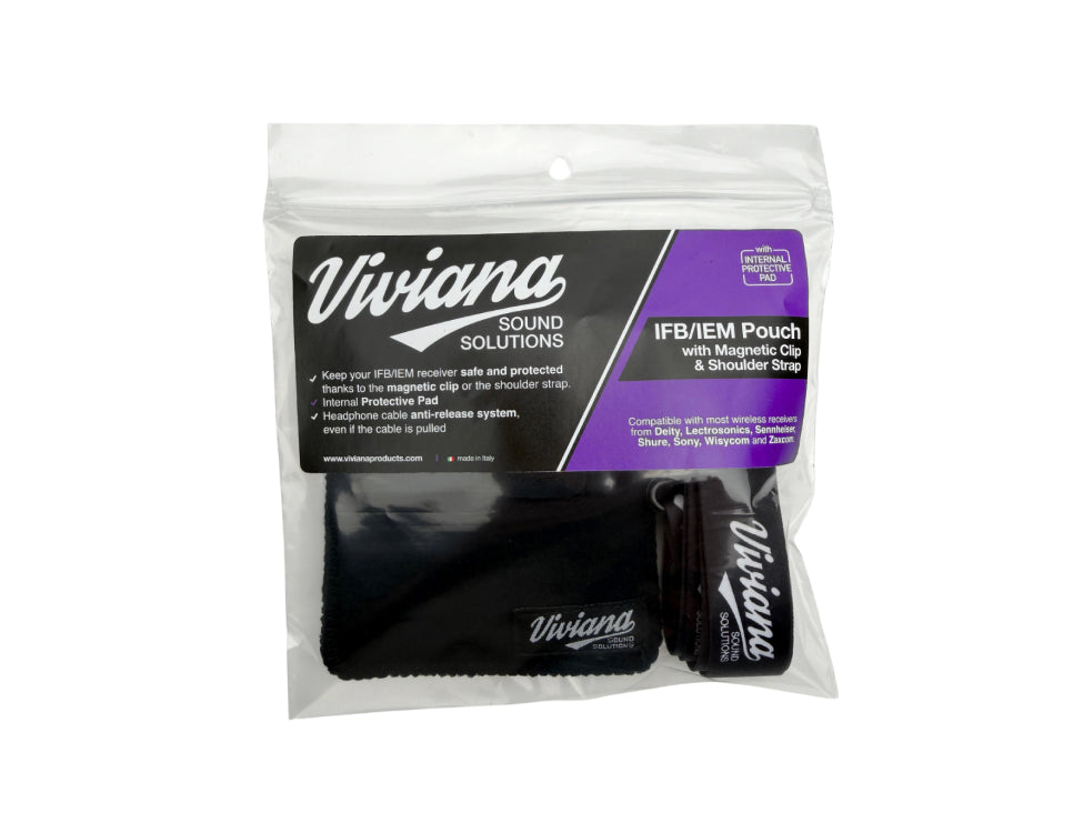 VIVIANA IEM/IFB pouch with magnetic clip and shoulder strap, black