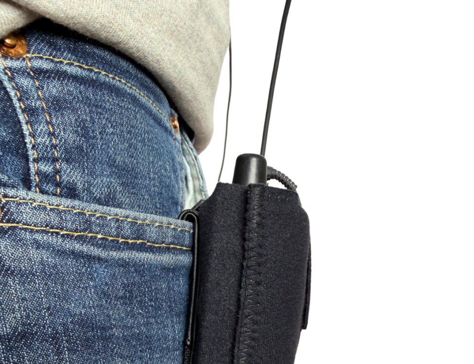 VIVIANA IEM/IFB pouch with magnetic clip and shoulder strap, black