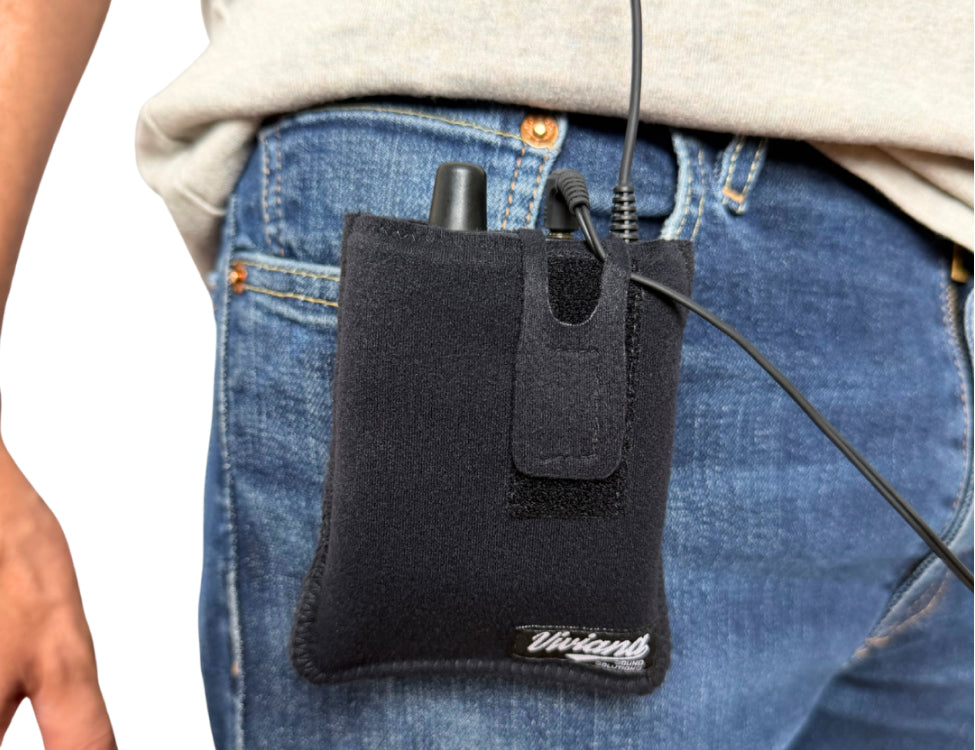 VIVIANA IEM/IFB pouch with magnetic clip and shoulder strap, black