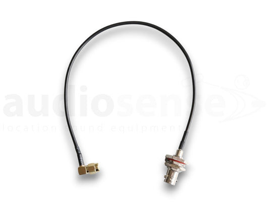 AUDIOSENSE antenna cable, BNC F bulkhead / SMA 90°, 30cm