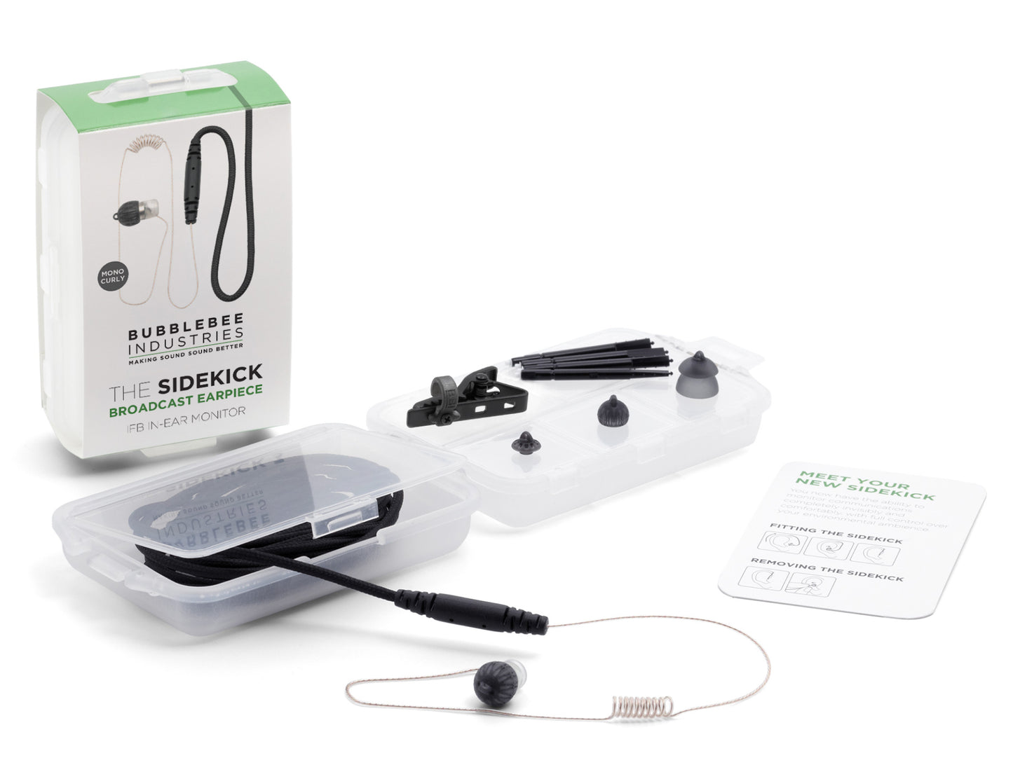 BUBBLEBEE INDUSTRIES The Sidekick 3 Broadcast in-ear monitor, mono, curly cable