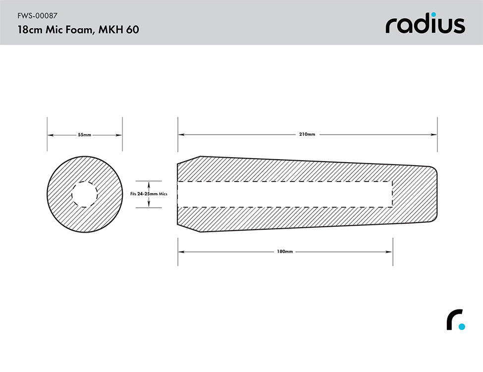 RADIUS WINDSHIELDS foam, shotgun, 18cm 24/25mm