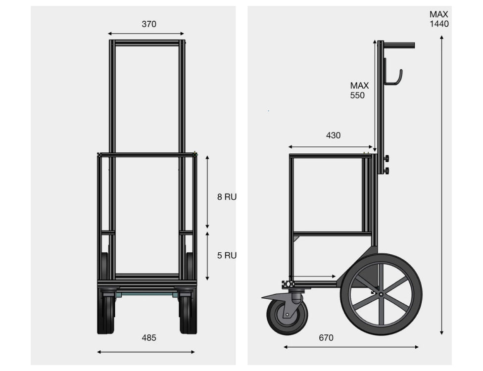 THE CONCART Rack On Tire, 16" + 8" wheels setup